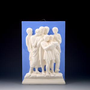 Placca con cantori in stile robbiano